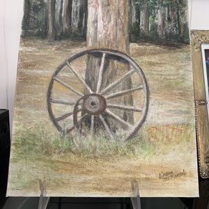 Wagon Wheel Oil Painting